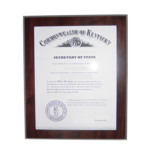 Delaware Notary Commission Frame Fits 11 x 8.5 x inch Certificate
